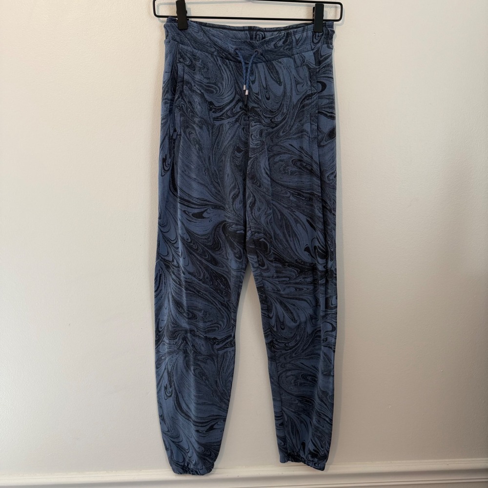Athleta Girl Warm Up 2.0 Jogger Pants Blue Black Marble Swirl XL 14 XL/14